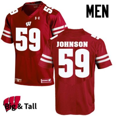 Men's Wisconsin Badgers NCAA #59 Tyler Johnson Red Authentic Under Armour Big & Tall Stitched College Football Jersey HM31B44NF
